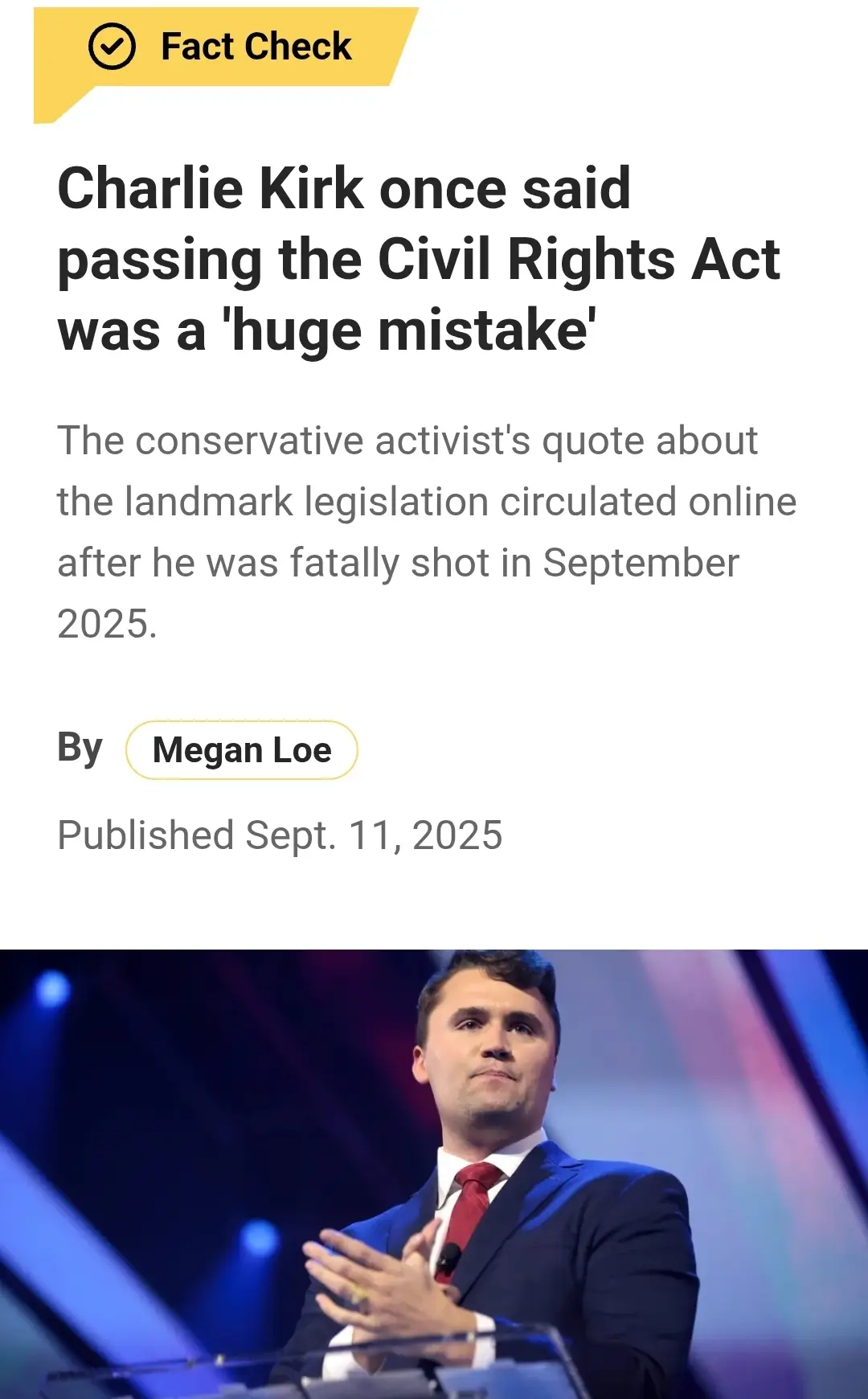 There are people fighting for their lives in the comments to defend a person that wanted to keep them shackled. Violence is never the answer, we say that repeatedly however, when it's someone you love, you take it personal. Charlie Kirk stoked violence against Black people and other minorities as well as people who love differently from how he believed they should love. He was NOT a good person outwardly. I can't speak to him at home or with this friends and family, I can only speak on who he shared he was. 