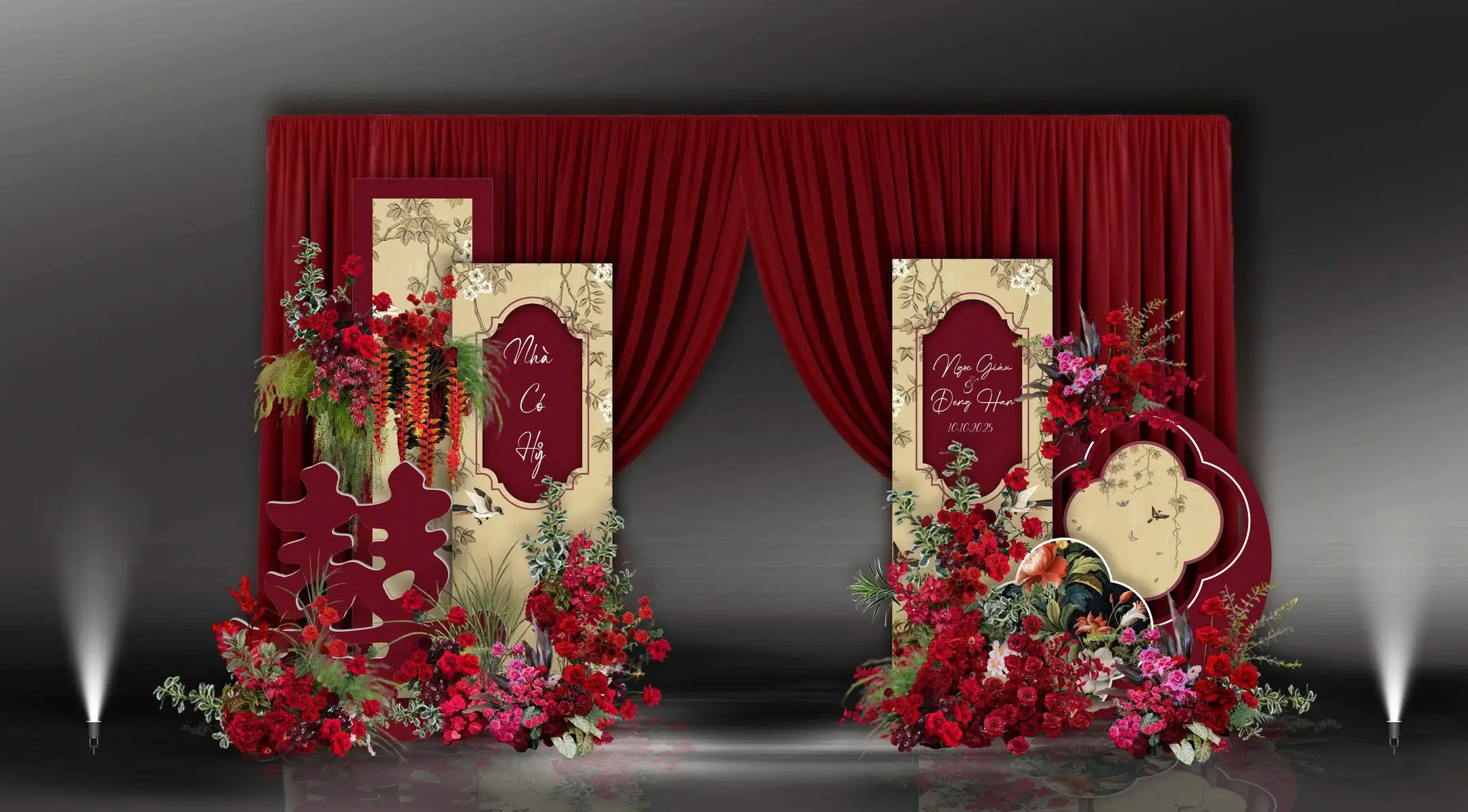 Mời dâu rể xem qua các file thiết kế bên em 😘#trangtritieccuoiquangnam #trangtrigiatiendep #bichtuongdecor #daycamhoa #thietke 