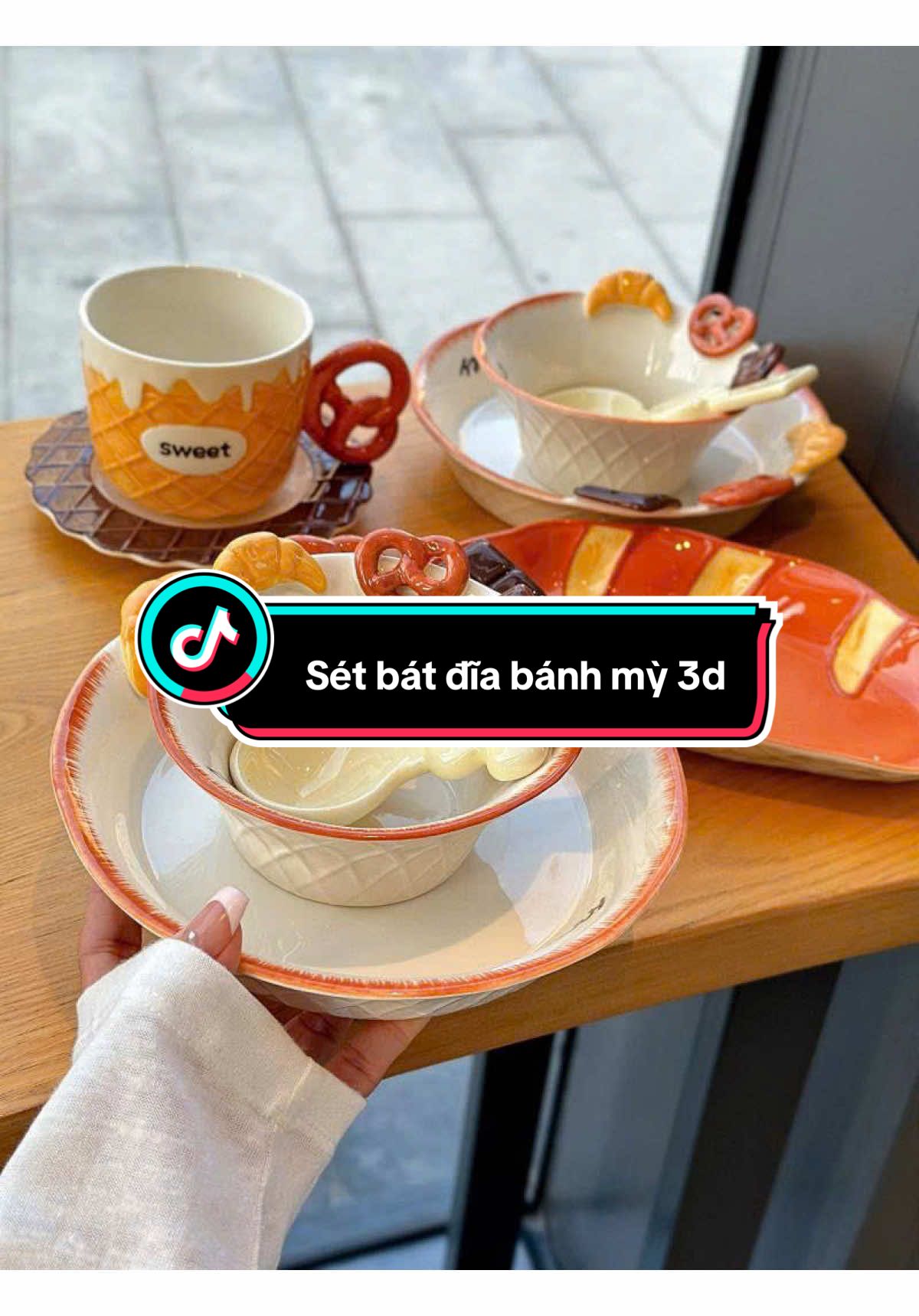 Sét bát đĩa bánh mỳ 3d cao cấp 