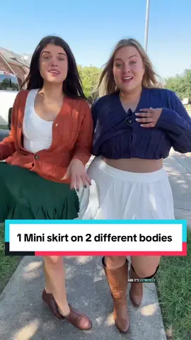 Who would have known 1 mini skirt would look so amazing on both our bodies! #miniskirt #skirt #pleatedskirt #miniskirtoutfit #OOTD @AVIDLOVE Boutique 