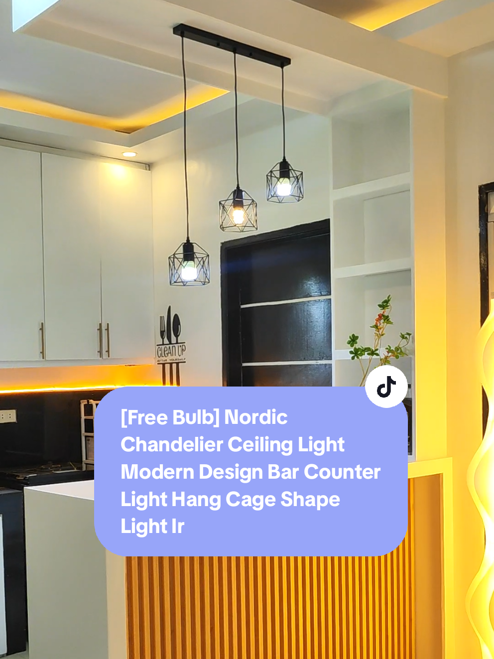 [Free Bulb] Nordic Chandelier Ceiling Light Modern Design Bar Counter Light Hang Cage Shape Light Iron Droplight Living Room Pendant Lights Vintage Chandelier Ceiling Lamp For Living Room Restaurant Decorate#chandelier #affordablechandelier #droplight #ceilinglight #barcounterlight 