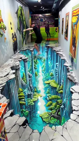 Mark Rox is a contemporary urban artist renowned for creating hyper-realistic 3D illusions on walls, floors, and ceilings. His works transform ordinary spaces into canyons, streets, safes, and ships, blending graffiti energy with breathtaking architectural depth. Artist: @pop.art.pov #art #3dart #artist #illusion