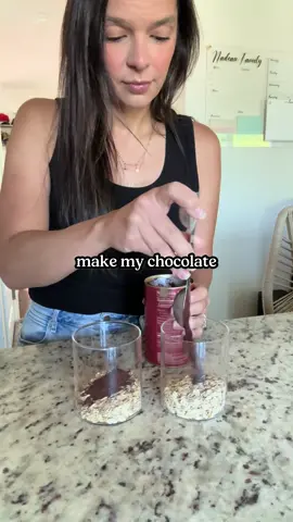 Chocolate peanut butter overnight oats! https://thebalancednutritionist.com/chocolate-peanut-butter-overnight-oats Ingredients 1/2 cup old-fashioned oats ▢½ cup plain Greek yogurt ▢½ cup milk ▢2 ½ tsp cocoa powder ▢1-2 tbsp peanut butter (or powdered peanut butter) ▢1 tbsp chia seeds ▢2-3 tsp maple syrup or honey ▢1/2 scoop vanilla or chocolate protein powder (optional) Instructions Mix and chill for at least 4 hours! Top with mini chocolate chips, fruit or even chopped PB cups.