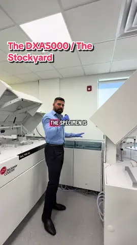 Almost every instrument, every decision is guided by automation. This is important for many reasons but it completely removes any room for error. Here we see the DXA5000 in action as well as our track and Stockyard! #inaction #medicaltiktok #specimen #medicallaboratorytechnician #medicineexplained 