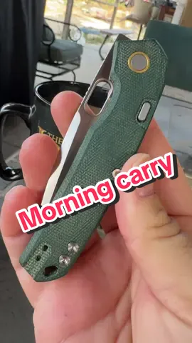 Early morning coffee and @Vosteed_cutlery Psyop! The green micarta is darkening so nicely! And with the Skiff bearings…the action is so smooth and controlled! #fyp #edc #foryoupage #knives #knife 