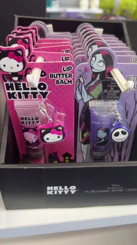 @hellokitty & the nightmare before christmas lip butter balms with a charm @Five Below so adorable 🥹💞 #halloween #lipbalm #lipgloss #lip #hellokitty #thenightmarebeforechristmas #fivebelow #makeup #accessories #shopping #halloweendecor #sanrio 