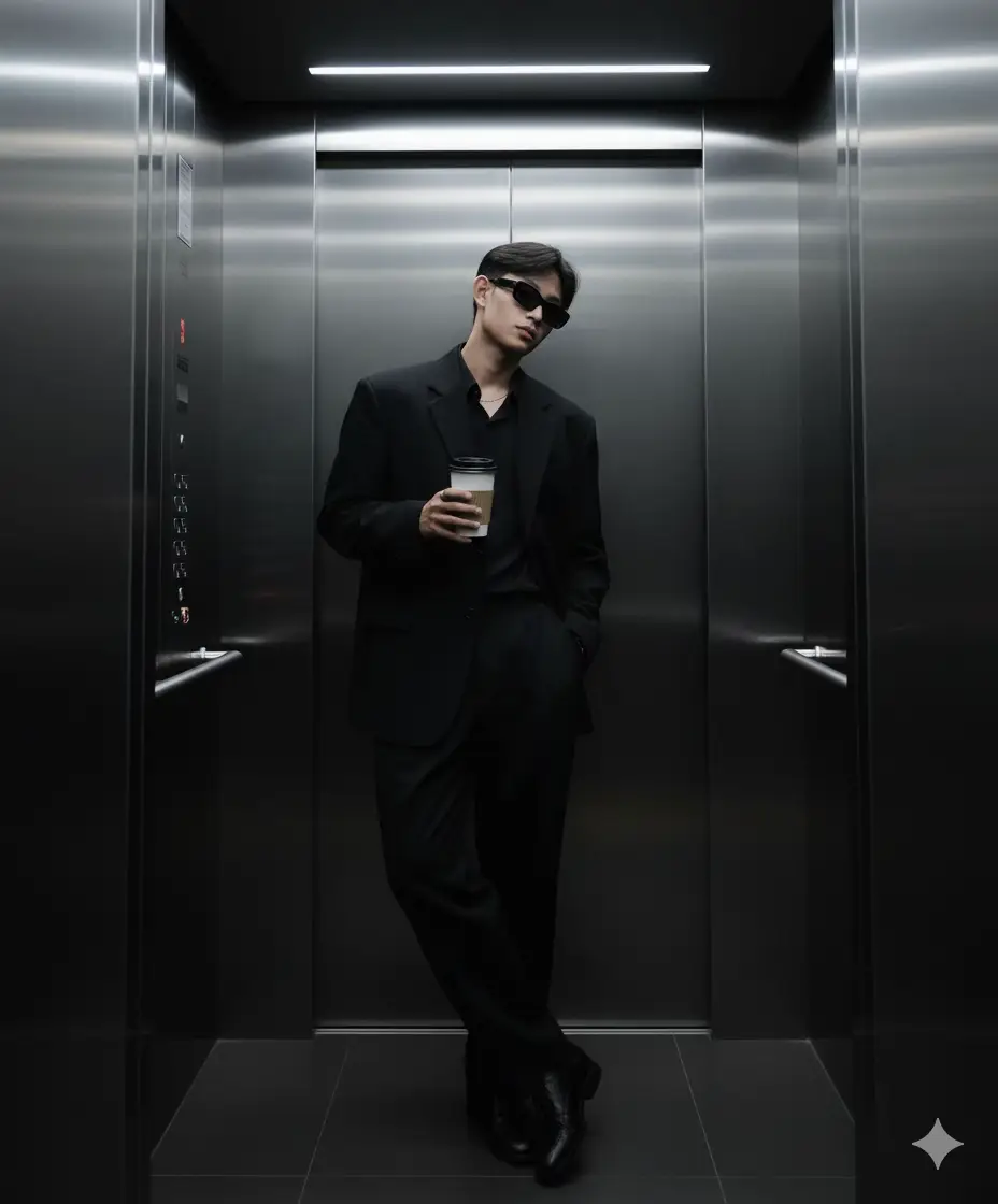 tutorial trend foto gemini ai  1. buka gemini ai 2. masukan prompt di bawah  Edit foto itu menjadi berdiri santai di dalam lift bergaya modern dengan dinding logam reflektif. Ia mengenakan outfit serba hitam : blazer oversize dan celana panjang. memakai kacamata hitam dan memegang secangkir kopi take-away. gaya elegan dan edgy dengan nuansa misterius. pencahayaan redup dari lampu neon di langit-langit menciptakan bayangan halus.  #trend #aigemini #trendfotogeminiai #trendfotogeminiai #promptgeminiai 