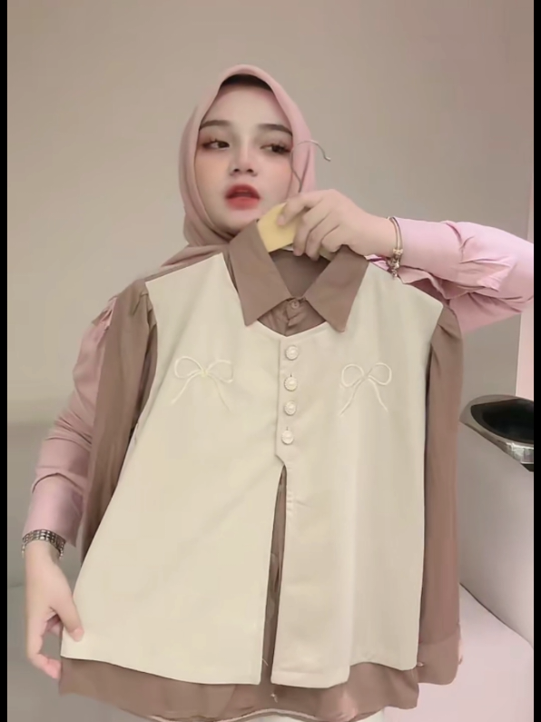 Meisya Kemeja Semi Vest Bordir Pita Korean Style#ramadhanekstraseru #wibgajian #shopmaster #fyp 