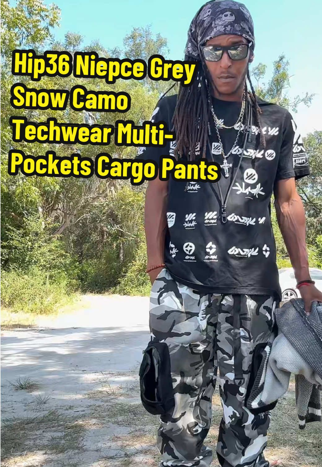 Hip36 Niepce Grey Snow Camo Techwear Multi-Pockets Cargo Pants #cargopants #pantsformen #comfypants #TikTokShopFashion #techwearfashion 