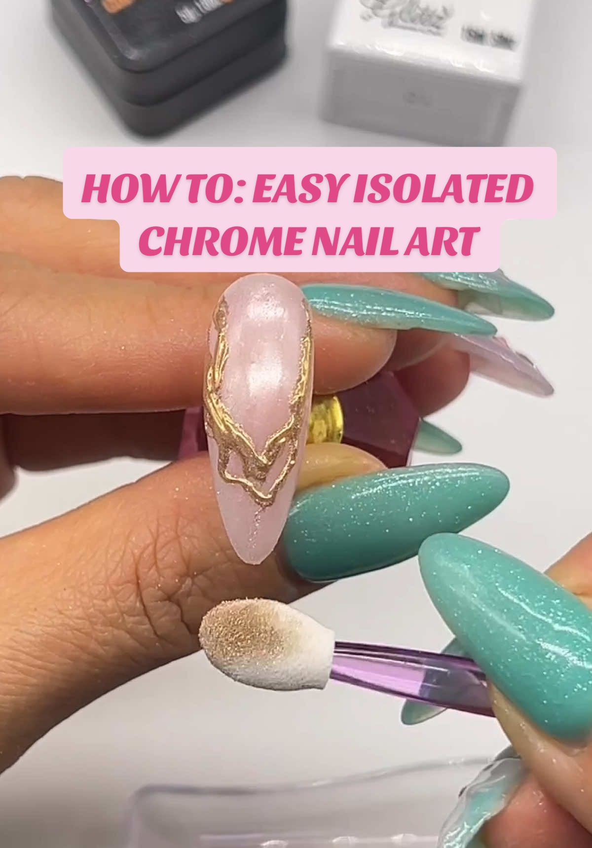 How To: Easy Isolated Chrome Nail Art ✨ You only need iHold Chromatic Gel, Base Coat and any color of your chrome Pigment. Watch full tutorial on our channel across platforms 📺 🛍️shop now and learn more during Glitz Anniversary Sale www.glitzaccessoriesandsuch.com  #glitzaccessoriesandsuch #iholdgel #beginnernailtech #chromegel #isolatedchrome 
