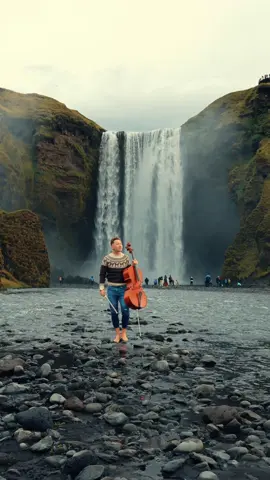 Isn't this heaven? I'm traveling through Iceland with my cello for one week. The natural scenery I'm seeing here is incredible. It makes me grateful and in awe to be able to live on this earth. The Ground -  Ola Gjeilo #cello #ClassicalMusic #iceland #nature #waterfall 