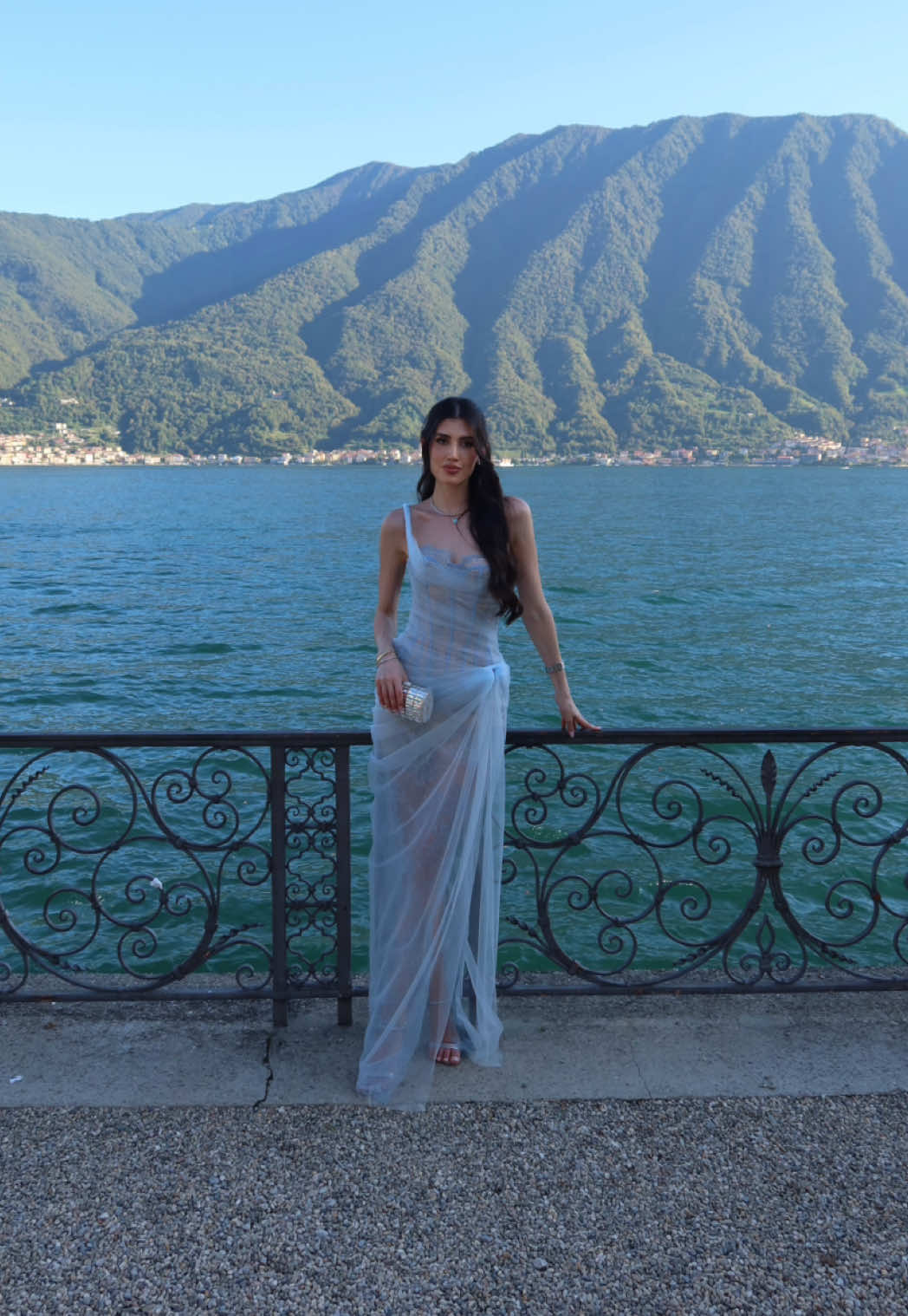Wedding guest look by @montsand_official  for a fabulous Italian party in Lake Como. Check my LTK for more wedding guest outfit ideas 🩵. #weddingguestoutfit #weddingguestdress #weddingguest #dress #gown   
