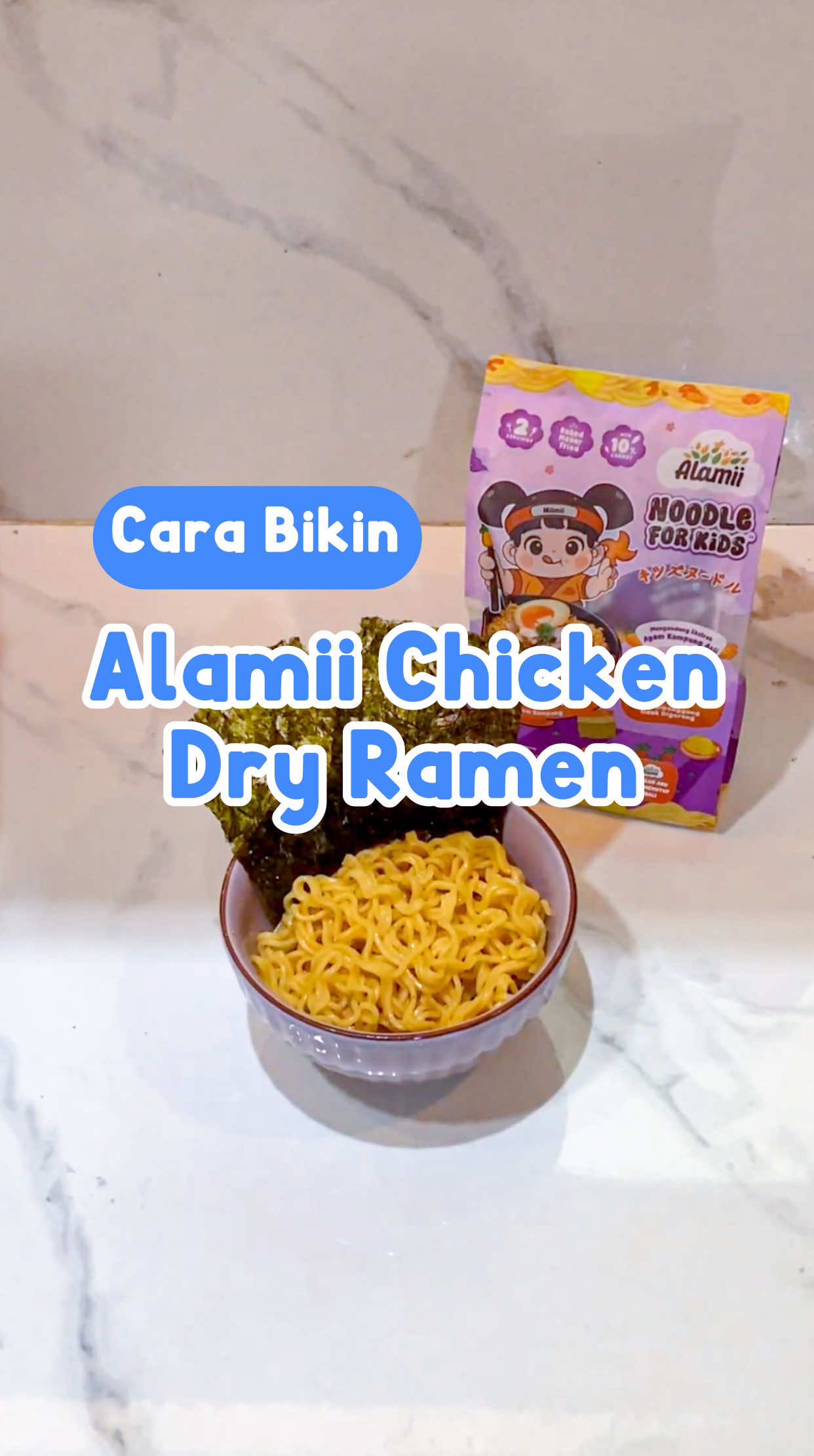 Sekarang gak perlu ribet karena udah ada Alamii Noodle for Kids yang siap dalam 3 menit! 😉 #alamiinoodleforkids #ramensehat #resepsimple #fyp #fypage 