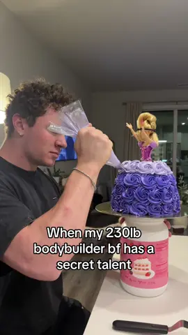 Who knew? @cam #bodybuilderbf #cakedacorating #secrettalent #barbie #fyp 