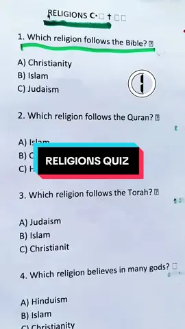 RELIGIONS QUIZ - Can you get? #religion #religionquiz #quiztimese #trivia #grow 