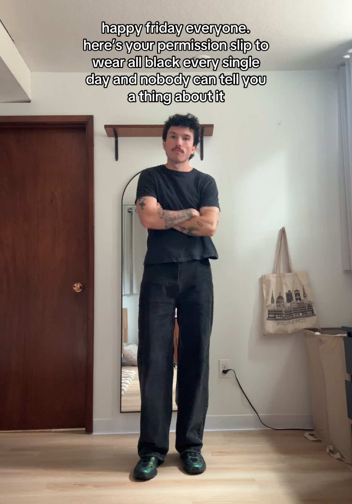 nothing beats an all black fit (with a hint of green today)  @Pool House New York up top @Elwood jeans @Salomon xt-whispers  #fypシ #outfit #fashiontiktok 