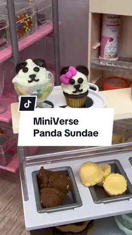 Mini Panda Sundae plus a little Panda Cupcake remix 🐼💗 The ice cream in this set is kinetic sand-making scooping extra satisfying! @Miniverse #miniatures #miniverse #miniverseremix 