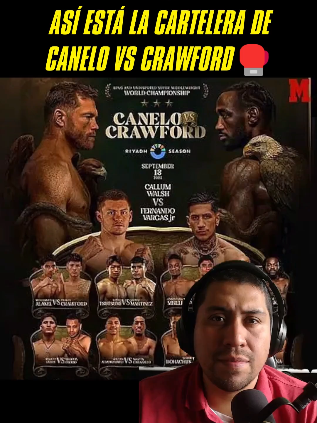 ASÍ ES LA CARTELERA DE CANELO VS CRAWFORD #CaneloCrawford #OnceInALifetime #ThereCanOnlyBeOne #boxing #boxeo #Canelo #TerenceCrawford #champion #knockout #boxinglife #teamcanelo #Netflix #RiyadhSeasonCard
