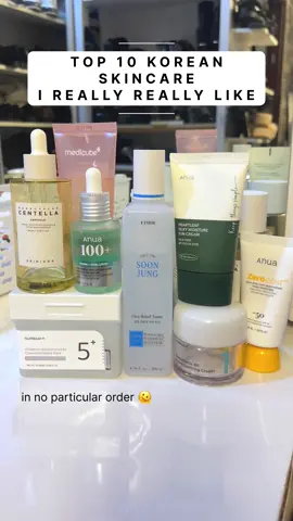 Omg please ignore my shaky hands! These are my favorite, top 10 best & bestest Korean skincare products!  -Etude soon jung cica relief toner -Skin1004 probiocica ampoule (I still think it deserves the Centella spotlight) -Tiam hyaluronic glow serum -Medicube collagen mask -Numbuzin Pantothenic cream  -Isntree onion fluid sunscreen -TirTir milk skin toner -Seoulceuticals kojic serum -Nivea super water gel & Anua heartleaf sunscreen -Numbuzin vitamin toner pad #bestkoreanskincare #kbeauty #fyp #skincarethatworks #glassskin  Best Korean skincare |