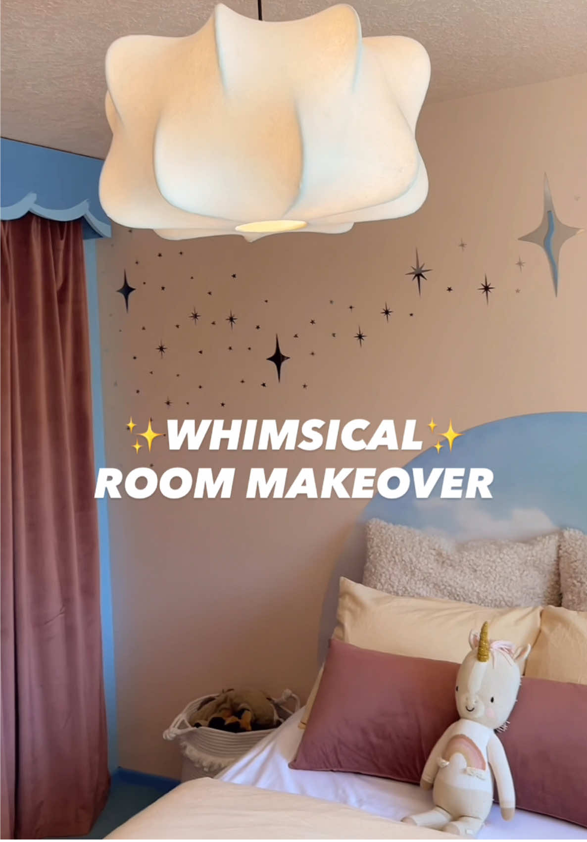 My favorite room makeover I’ve ever done, because this space is for a magical kid this project is extra special because in the few months of knowing this family they’ve affected our lives tremendously, they’re the most deserving people of goodness & happiness ✨ ➡️ Next I’ll post the before & afters explaining how I added storage tricks to upgrade the bed from twin to full, add seating areas, and it STILL feels bigger than it started 🔗 items linked in “latest project supplies” on my linktree