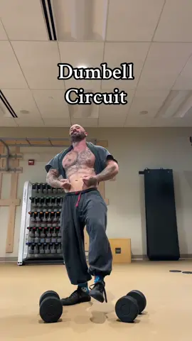 5-10 rounds, 8-10 reps per exercise, rest 60 seconds between rounds #circuit #dumbellworkout #workouttips #fatloss 
