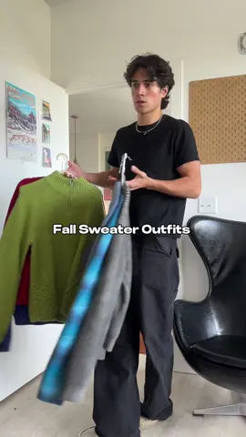 Fall Sweater Outfits 🎱 (in order: KTWO, thrifted castle square, Levi’s, ronning, ordinary practice, more info on the last one later 🫡)