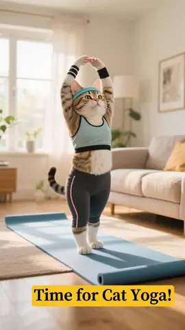 😺🧘 Cat Yoga Challenge! 😂 #ai #animallife #aicat #funnycats #cat #funny #cute #cuteanimals#yoga