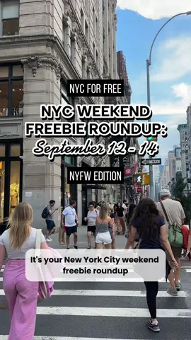 NYC WEEKEND FREEBIE ROUNDUP SEP 12-14 MULTI MHTN 🤠 @Tecovas Western Dance Hall (Fri, Grand Central) + Store Events thru Sun (105 Wooster) ❣️ @Christian Louboutin Beauty Fétiche Wardrobe of Scents Fri-Sun (21 Spring St) 🧴Only @Olay Skin Care w/ $100+ of free skincare Fri 9-6 & Sat 10-6 (Bryant Park) ☁️  @Intimissimi On Cloud Nine Pop-Up  Sat 11-5, Sun 11-3 (21 Greene St) 🪮 @OLAPLEX The Mask Market 11a-6p Sat-Sun (430 W Broadway) 🥥 @The Coconut Cult Collab Lab Fri-Sun (188 Lafayette St) 🚶🏽‍♀️ @NYFW Show Screenings at @RockefellerCenter  ❣️ @TIRTIR Inc. Fri SoHo, Sat Herald Sq 💦  @Liquid I.V. Bodega 11a-7p Sat-Sun (437 Broadway) 🌙 @officialbyredo The Astral Hour Sat-Sun 🛍️ @JCrew NYFW Event Fri-Sat (190 Bowery) 💇🏻‍♀️ @TRESemme Style Studios Fri- Mon (216 Lafayette) 🛍️ @getglanceai Fashion Week Pop-Up  Fri-Sun (Penn Plaza) ☕️ Caffé @Guess Sat 2-5, Sun 10-5 (530 W 25th) 🫧 @downy Unstopables Unlimited Experience  Sat-Sun 💐 @orebella The Eternal Roots Cafe Sat-Sun (62 Bedford) 🥂 @VeuveClicquot x @Simon_Port_Jacquemus Fri-Sun (Central Park Boathouse) 🎪 @FlotsamRiverCircus (Fri BK Bridge Park, Sat-Sun Randalls Island) BK 🏀 @LEGO x @Nike Built to Ball Experience 11a-6p Fri-Sun (Brooklyn Bridge Pier 2) 🛍️ @dandyworldwide Pop-Up  Sat-Sun 11-8 (6 Noble St) FRI MHTN 📸 @noyz_official Pop-Up: Be part of their IRL campaign + first 1000 get free 15ml bottle of new fragrance! 11a-6p (Chelsea Triangle) 👖 @TrueReligion Truck 10a-4p (410 Lafayette) 🧖‍♀️ @sevlaseraesthetics Facials 11-4 (Spring & Bway) 🍧 @outshinesnacks Savor the Summer 2-7p (Hudson Yards) SAT MHTN 💄 @lappartement4f x @eadem.co 8a (119 W 10th St) 💋 @NordstromBeauty Road Trip 12-7  💄 @Revlon Beauty Bar 11-5 (503 Broadway) 🥤 @drinkcoolsips (156 Sullivan) BK 📚 @WarbyParker Book Fair 11a-4p (55 Bergen St) 🫖 @malinandgoetz (225 Bedford) SUN MHTN 🎉NYC for FREE 6th Bday Party 1-4p @electricshuffleusa w RSVP but anyone can enter giveaway 🍕 @FabFitFun Pizza Pop-Up 11a-5p (51 Spring St) ✨ @TataHarper Radiance Runway 12-7p (Gansevoort & Washington) 🧴 @MakeupByMario Truck 12-4p (Broadway & Prince) 🎀 @crownaffair Pop-up 2-5 (411 E 9th) BK 🚶🏿‍♀️ The People’s Runway 8p (209 Joralemon St) #nycforfree #nyfw