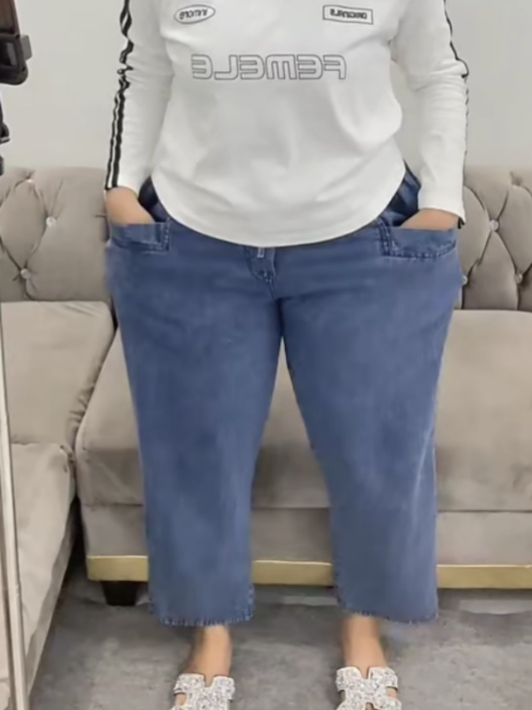 CELANA KOREA JEANS WANITA MODEL TERBRU UKURA ALL SIZE PANJANG 7/9 PINGGANG KARET DAN SUPER JUMBO Biru Dan Hitam #celanawanita #celanajeanswanita #setelanwanita #ootdfashion #fyp 