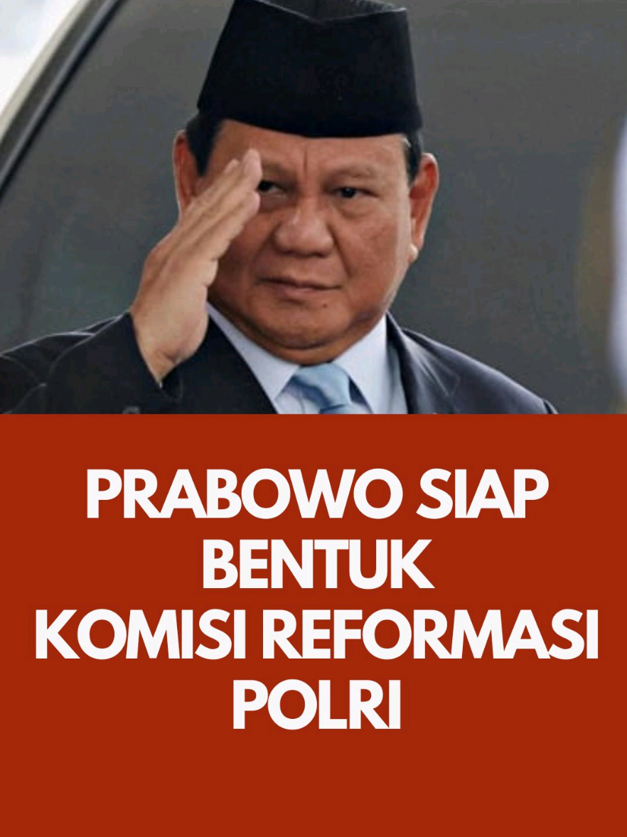Tak hanya tim investigasi independen, Presiden Prabowo Subianto segera membentuk komisi untuk mengevaluasi dan mereformasi Kepolisian Republik Indonesia (Polri). Pembentukan komisi reformasi tersebut adalah salah satu tuntutan masyarakat termasuk Gerakan Nurani Bangsa (GNB) yang terdiri sejumlah tokoh bangsa dan tokoh-tokoh lintas agama. #prabowo #polri #dpr #presiden 