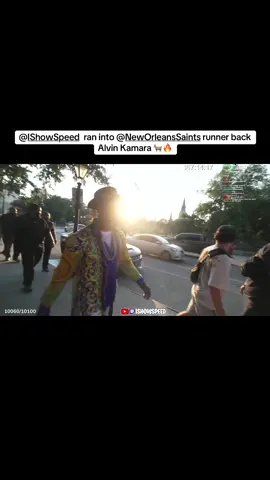 @IShowSpeed ran into @New Orleans Saints runner back #alvinkamara  while roaming around in in #neworleans 🔥🐐 #ishowspeed #bourbon #saints 