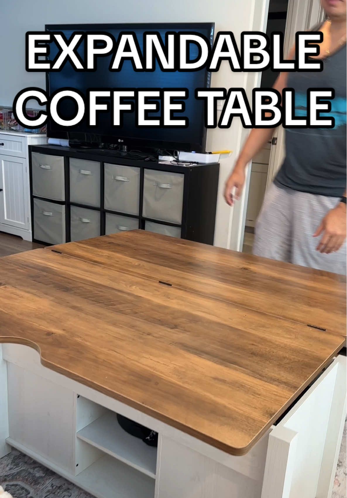 The perfect coffee table for small homes, apartments, and studios! #livingroom #coffeetable #diningtable #studioapartment #adu 