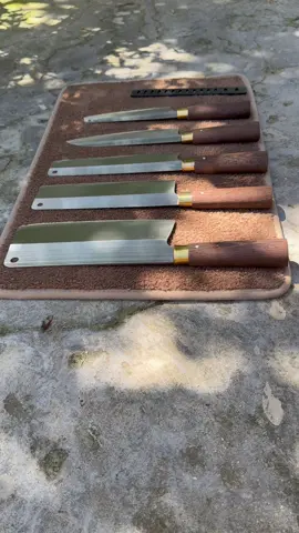 Sét Dao Chặt Thái 5 Món Thép Trắng Không Rỉ Cán Gỗ Mun#xuhuong #thinhhanh #giadungtienich 