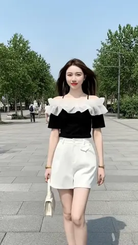 Áo trễ vai Croptop phong cacha Hàn Quốc#xuhuong #donudep #thờitranghottrend #trending #depnhenhang 