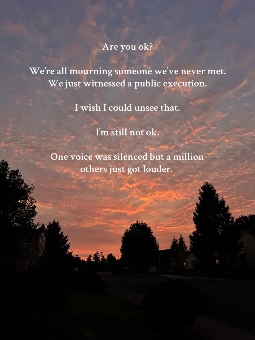 For what reason? Why? WHY?? The anger. The sadness.  A Father. Husband. Friend. Son. Killed for his opinions. Did that make you feel better? You hid behind your bullet because you’re a coward. 