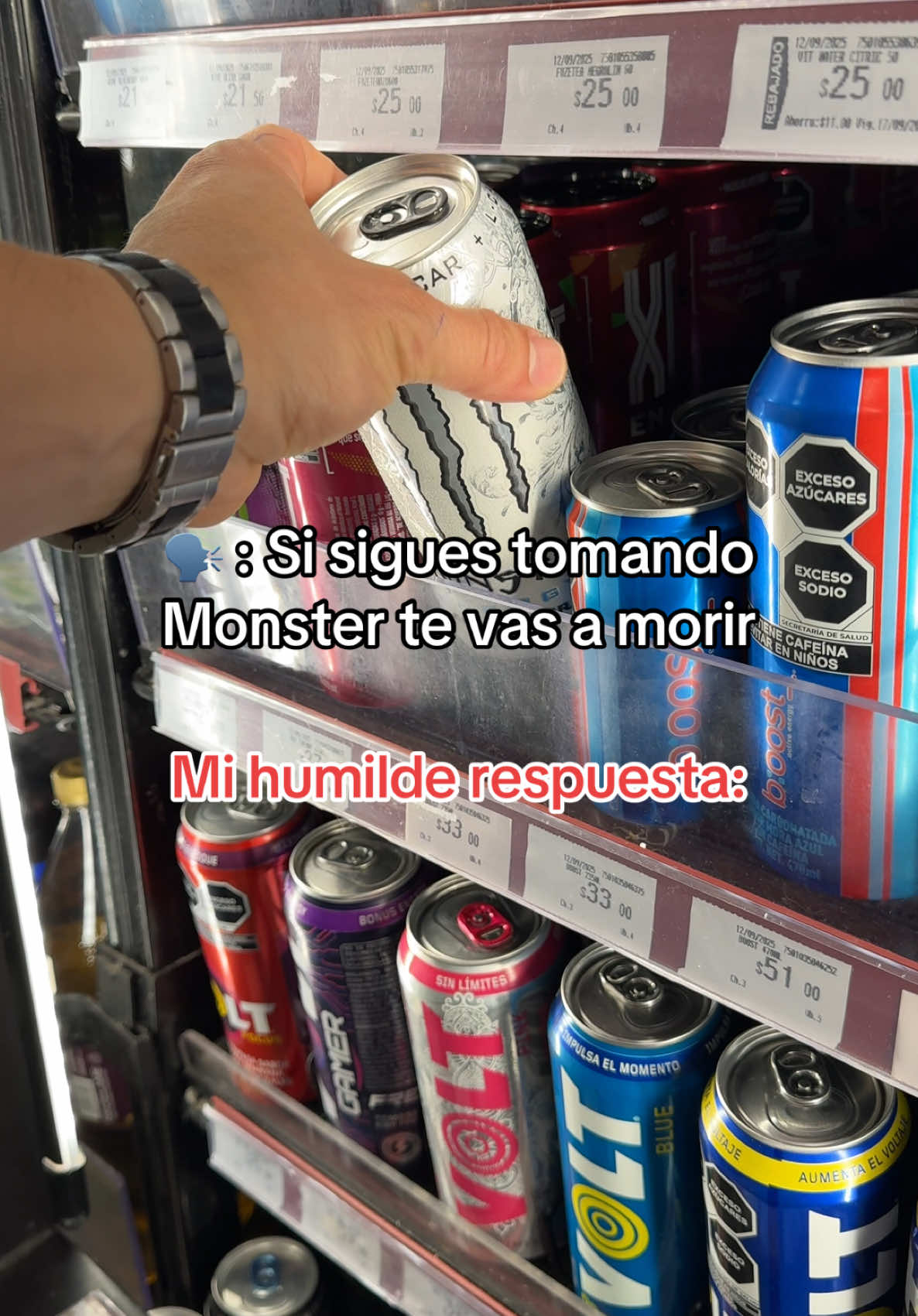 🗣️ : Si sigues tomando Monster te vas a morir Mi humilde respuesta: #MonsterEnergy #Monster #MonsterBlanco #Fitness #gym 
