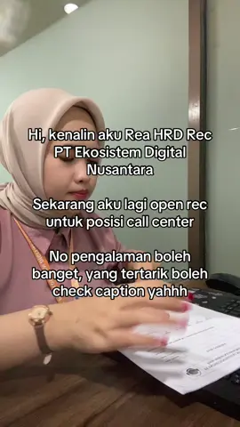 Urgently Needed  Posisi Call Center Kualifikasi :  1. Kualifikasi minimal lulusan SMA 2. open freshgraduate Fasilitas : 1. Gaji pokok/tunjangan THR 2. Jenjang karir More informasi : 087863551415 (HRD Rea)