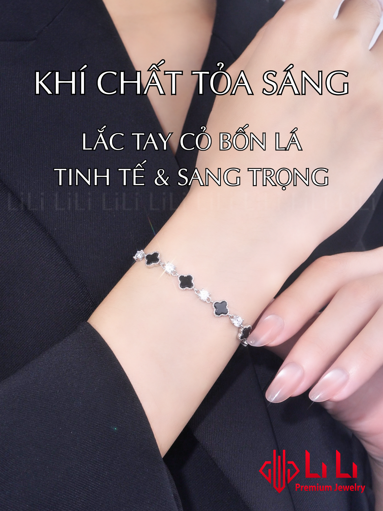 Thiết kế lắc tay cỏ bốn lá được tạo nên như một lời chúc về niềm tin, hạnh phúc và bình an gửi đến người sở hữu. Từng chi tiết được chế tác từ bạc S925, đá CZ lấp lánh cùng mã não đen huyền bí. Sở hữu ngay để cảm nhận sự tự tin và cuốn hút mỗi ngày. #lactaybacnu #lactaybaclili #trangsuclili #lili