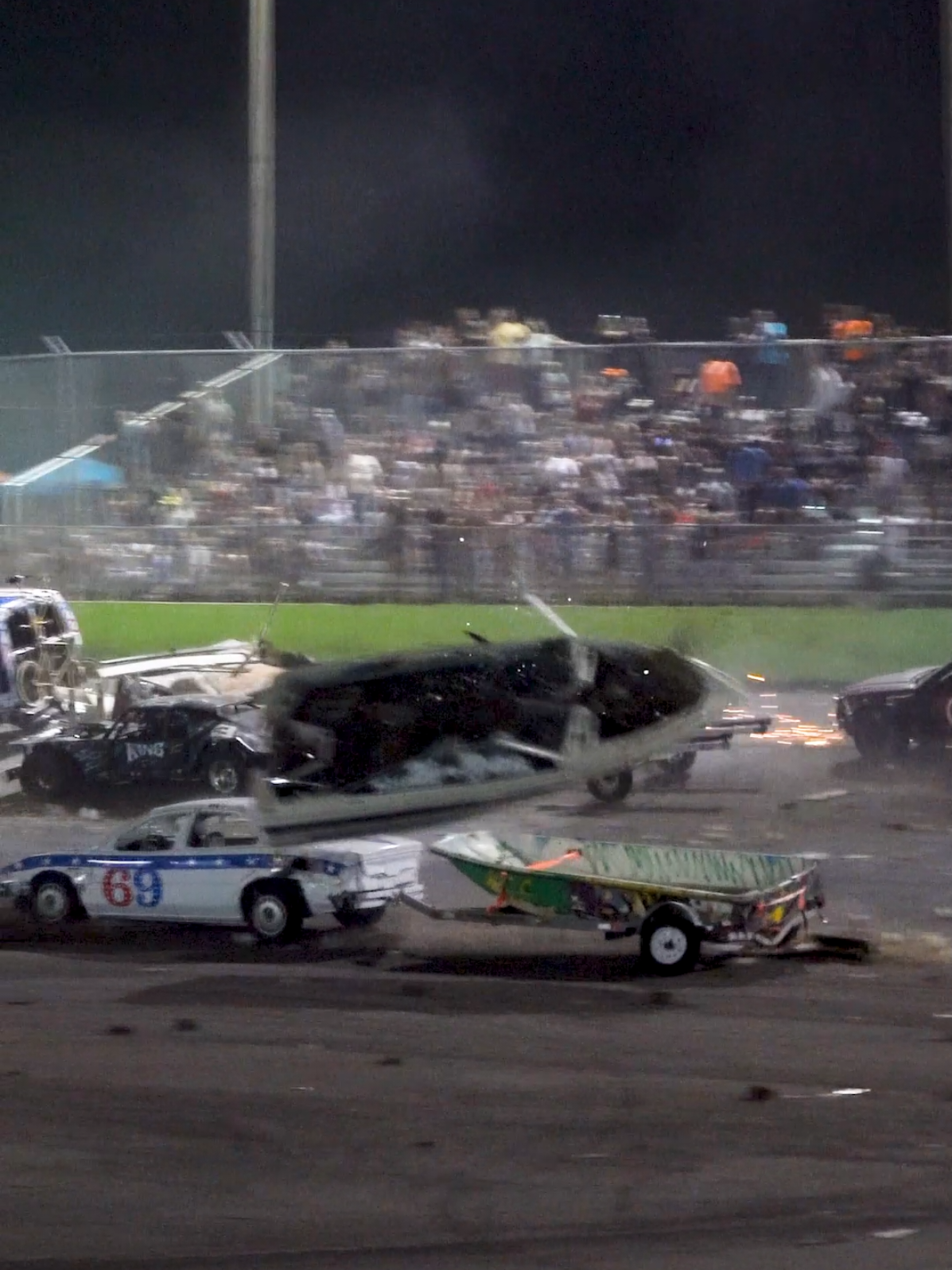 The Trailer Race of Destruction! 💀🚗🏁 #viral #stunt #demolitionderby #foryou #racing 