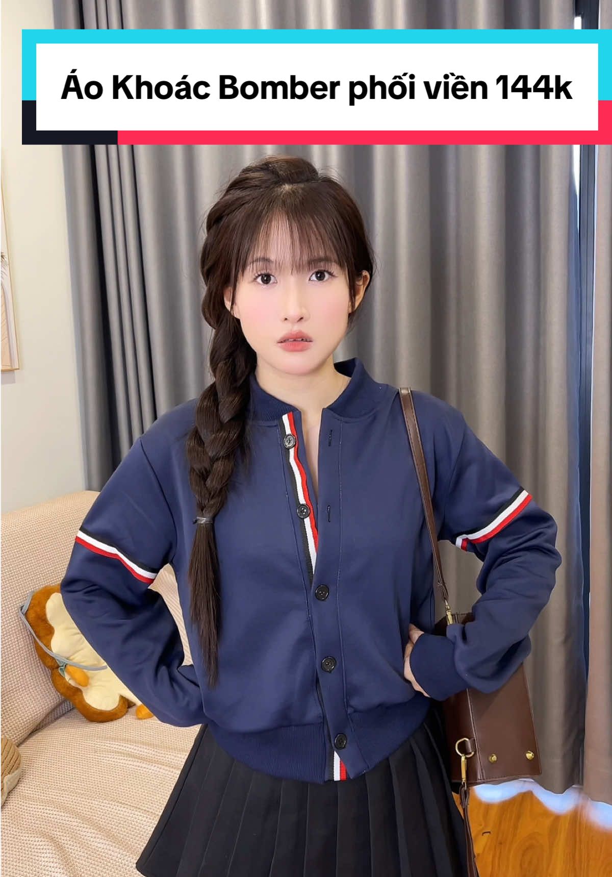 Áo Khoác Bomber phối viền 144k #aokhoac #bomber 