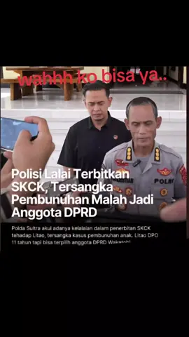 Wah kok bisa lalai 😂 Polda Sulawesi Tenggara mengakui kelalaian personelnya dalam menangani kasus hukum yang membelit anggota DPRD Wakatobi, Litao. Terkait hal ini, seorang polisi sudah didemosi selama tiga tahun, menjalani penempatan ke daerah yang jauh dari tempat tinggal, hingga penahanan khusus. Akan tetapi, polisi bersikukuh selama ini telah mencari Litao. Dia masuk daftar pencarian orang selama lebih dari 10 tahun atas kasus pembunuhan anak tahun 2014. Kepala Bidang Humas Polda Sultra Komisaris Besar Iis Kristian mengungkapkan, kasus dugaan pembunuhan yang melibatkan seorang anggota DPRD Wakatobi saat ini terus berproses di kepolisian. Polda Sultra telah menangani kasus ini hingga penetapan tersangka dan menangani laporan terkait adanya kelalaian dalam penanganan. #fy #fypage #viraltiktok #l 