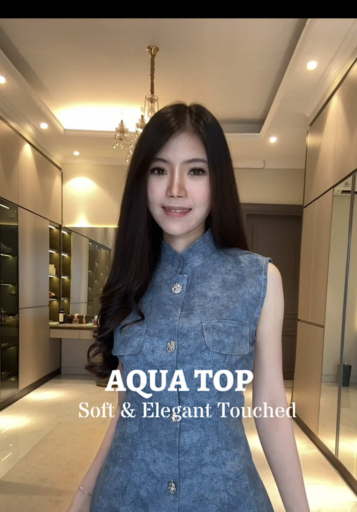 Top dengan denim-look PALING ELEGANT & LEMBUT🫶🏻👏🏻  #OOTD #styletips #grwm #fashioncreator #atasanwanita @eastrose.id 