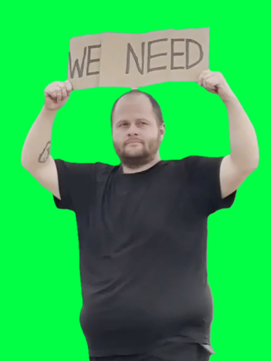 Use this CapCut green screen of a man walking with a sign that first reads “We Need” before he folds it to reveal a new word about the green stuff. Perfect for meme edits, funny reveals, reaction clips, or adding your own twist to highlight money jokes, environmental themes, or anything green-related. Great for creators wanting to boost engagement with clever sign-change edits on TikTok. #greenscreenvideo #capcuttemplate #signmeme #weneedmeme  #leaves 
