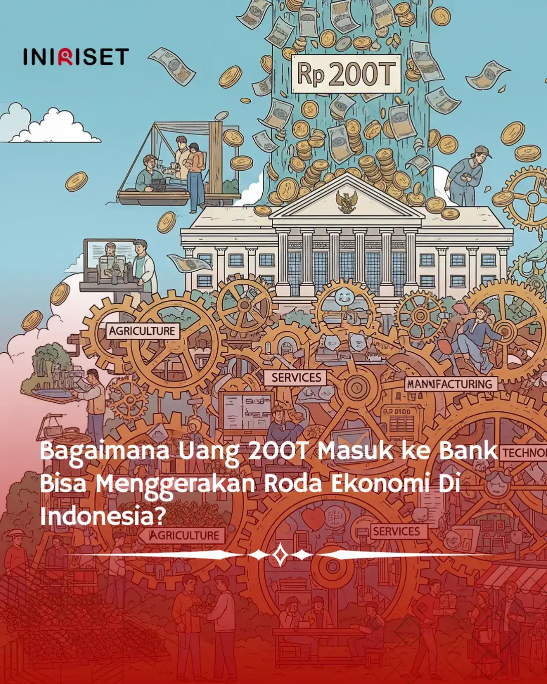 💰 Bagaimana Rp200 Triliun Bisa Menggerakkan Ekonomi Indonesia? 🇮🇩 Bayangkan Rp200T masuk ke perbankan nasional. Dengan sistem Fractional Reserve Banking (FRB), bank tidak hanya menyimpan uang itu, tapi juga menyalurkannya kembali dalam bentuk kredit. 📌 Misalnya, dengan cadangan wajib 10%, setiap Rp1 bisa jadi Rp10 melalui proses pinjam-meminjam antar bank. Artinya, Rp200T berpotensi menciptakan hingga Rp2.000T likuiditas baru dalam perekonomian! 🔄 Uang ini akan mengalir ke: 🏭 Industri & UMKM → ekspansi usaha, produksi meningkat. 👩‍💼 Lapangan kerja baru → daya beli masyarakat naik. 🛒 Konsumsi rumah tangga → roda ekonomi makin berputar. Tapi, perlu diingat 👉 jika uang hanya masuk ke konsumsi atau spekulasi, risiko inflasi bisa melonjak. Karena itu, penting agar kredit diarahkan ke sektor produktif yang menambah kapasitas ekonomi Indonesia. ✨ Intinya: Rp200T di bank bukan hanya angka, tapi bensin bagi mesin ekonomi nasional — asal digunakan dengan tepat. #fyp #ekonomi #bank #moneter