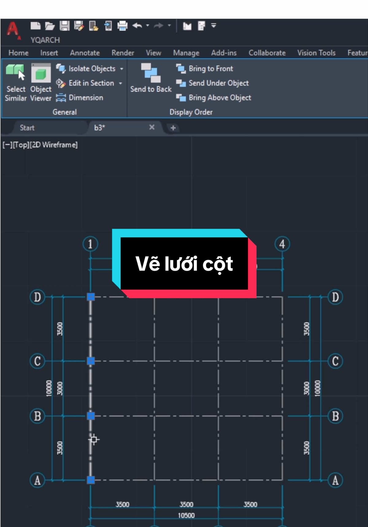 Vẽ lưới cột kiến trúc siêu nhanh trong autocad #autocad#autocadtips #autocadtutorial #LearnOnTikTok 