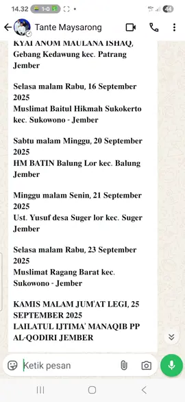 jadwal pngajian nyai halimah mz ya best...yuk ramaikn merapat ya best#alqodirijember #fyppppppppppppppppppppppp #nyaihalimahmz 