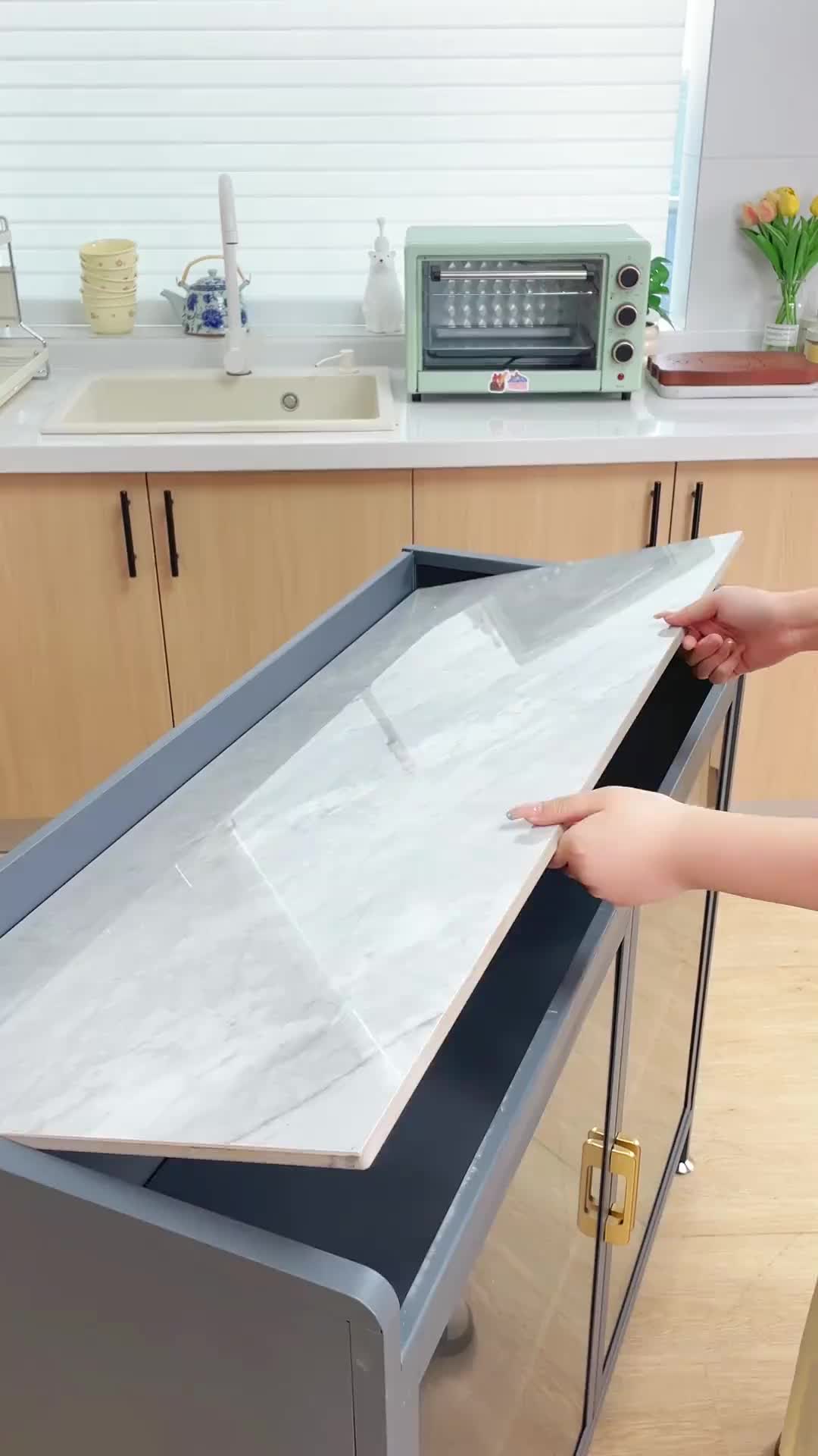 Tủ Bếp Mặt Đá Để Đồ Thông Minh Không Cần Bắt Vít Chịu Tải Trọng 200kg Chất Liệu Thép Carbon Cao Cấp, Mặt Bàn Bằng Đá Tự Nhiên Cao Cấp Chịu Nhiệt 1000°C 