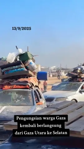 Warga Gaza tengah mengungsi kembali dari Gaza Utara ke Selatan.