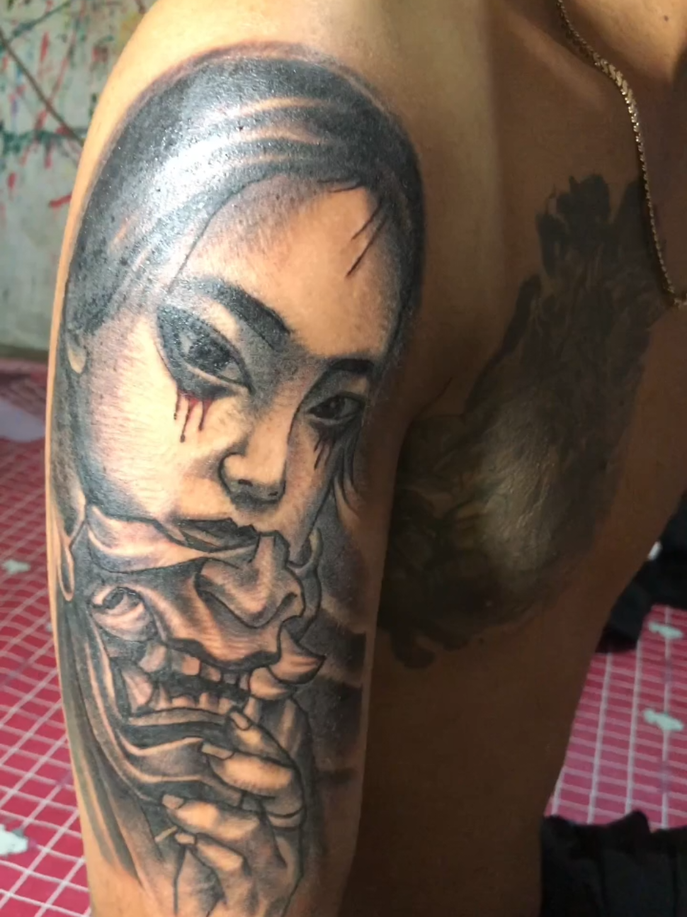 gunakan topeng pada tempatnya pokoke #tattoo #mask #blackandgrey #tukangtattoo #gunungkidul 