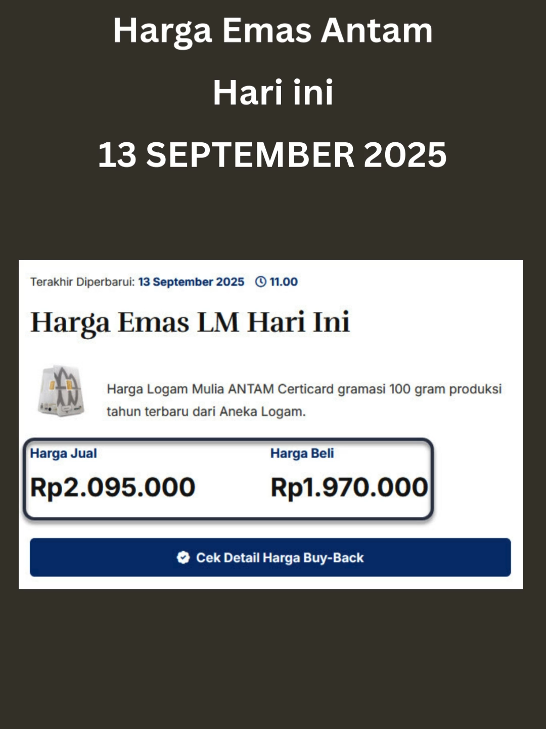 Harga Emas Antam Hari Ini #emas #emasasli